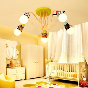Otroška soba lučka fant dekle soba, spalnica LED stropne luči Nordijska ustvarjalne cartoon živali Ameriški osebnost stropna svetilka
