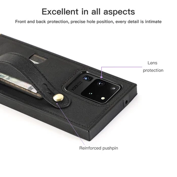 Pašček za zapestje Primeru Telefon Za Samsung S20 Ultra S10 Note10 S9 Plus S10E Vrvica za opaljivanje tega Luksuzni Usnjena torbica Za Samsung S 20 Opomba 10 9 Plus