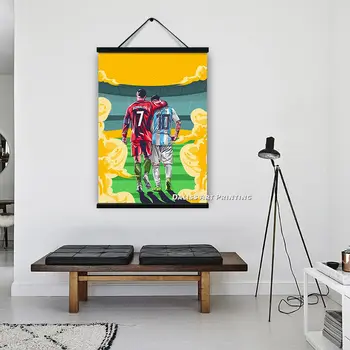 Platno Nogometne zvezde, Ronaldo & Messi Slike Doma Dekoracijo Slike Plakat HD Natisne Wall Art Modular Dnevna Soba Uokvirjena