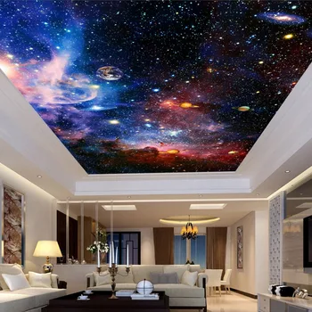 Po meri Foto Ozadje Vesolje Star Nebo Dnevna Soba Stropni Freski Evropski Stil Dekoracijo Doma Wall Art Strop Ozadje 3D