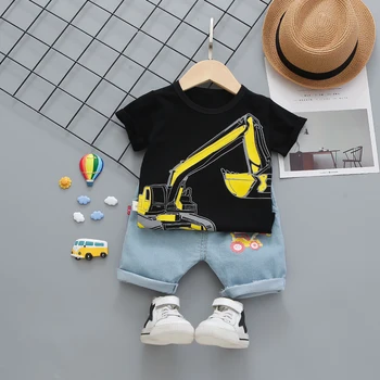 Poletje Baby Boy vzročno Oblačila Otroci risanka O-Vratu T Shirt Kratke jeans 2Pcs/nastavi za Malčke Otroci in Modnih Malčka, Trenirke določa