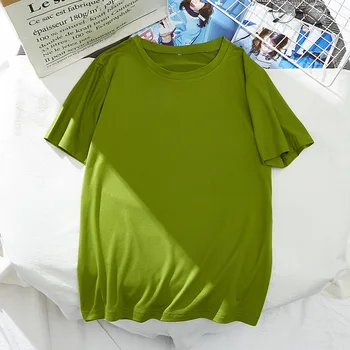 Poletje svoboden moda barva all-ujemanje kratkih oplaščeni t-shirt