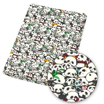 Poliester Bombaž Tkanina Risanka Panda Natisnjeni Krpo Listi DIY Obleko Potrebščine za Ročno Maske Domačega Tekstilnega Obliži 45*145 cm 1pc