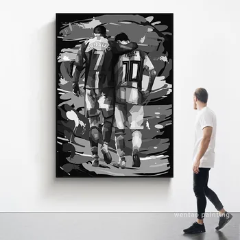 Povzetek Lionel Messi Plakati Nogometni Star Platno Tiskanje Slik Retro Nogomet Šport Wall Art Slik, Dnevna Soba Dekor