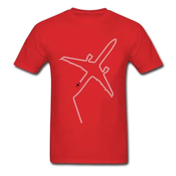 Prevelik Moški T-shirt Letalo Zraka Tiskanja Tshirt Bombaž Majica Contrails Rahlo Zamudo Dar Očeta Dan Rdeče Obleke Tees L