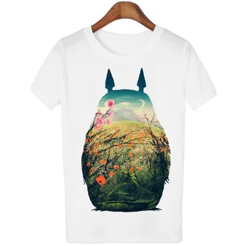 Priložnostne T-shirt Majica s kratkimi rokavi Ženske Harajuku Totoro Tiskanja Camisetas Mujer Vrhovi o-vratu tshirt Srčkan Tees Femme