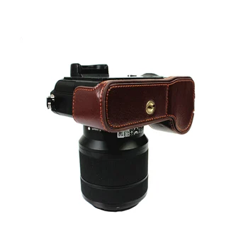 Pristen Cowhide pravo Usnje Pol Telo Kamere Primeru, ki je Osnova Za Sony A7II A7RII A7SII A7RM2 A7SM2 A7M2 A7R2 MarkII Baterije Odpiranje