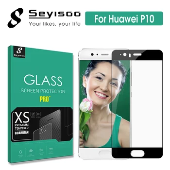 Prvotne Seyisoo Pravi 2.5 D 0,3 mm 9H Polno Kritje Zaščitnik Zaslon Kaljeno Steklo Za Huawei P10 P 10 Črno Beli Film Varnost
