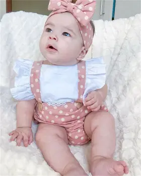 Pudcoco Newborn Baby Girl Obleke Polka Dot Tiskanja Ruffle brez Rokavov Backless Romper Jumpsuit Glavo 2Pcs Obleke Sunsuit