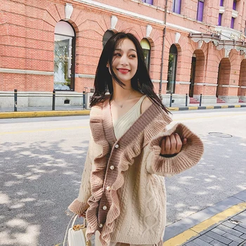 Pulover ženske ' s cardigan 2020 jeseni novo ohlapno korejski študent plesti pulover plašč žensk pozimi