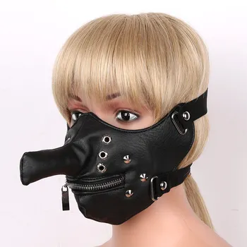 Pustne Maske Cosplay Steampunk Zakovice Dolgo nosom Usnje Pol Masko Zadrgo Usta Izposoja Športne Windproof Dustproof Maske