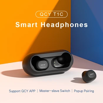 QCY QS1 T1C TWS Bluetooth V5.0 Športne Slušalke Brezžične Slušalke 3D Stereo Čepkov Mini v Uho Dvojni Mikrofon S Polnjenjem polje