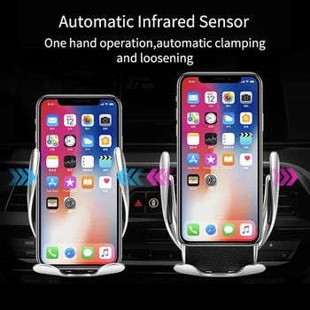 Qi Avto Brezžični Polnilnik Za iPhone Xs Max X R 7 11 Samsung S10 S8 S9 Inteligentni Ir Hitro Wirless Polnjenje Avto Nosilec za Telefon