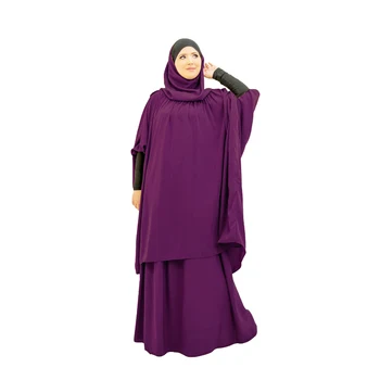 Ramadana 2pcs Khimar Muslimanske Ženske Molitev Nastavite Obleko Polno Kritje Islamske Burka Hooded Arabski Jilbab Umrah Eid Abaya Častili Storitev