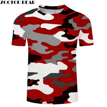 Rdeče Moških 3D majica Camo tshirts Poletje T-Shirt Priložnostne Tees Tiskanja Vrhovi ShortSleeve Camiseta Natisnjeni Streatwear DropShip ZOOTOBEAR