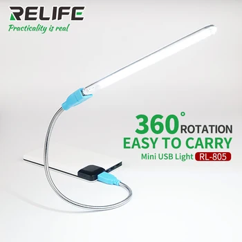 RELIFE RL-805 Mini USB LED Belo Svetlobo 360-stopinjski Zasuk Lučka za PC Prenosni Telefon Orodje za Popravilo