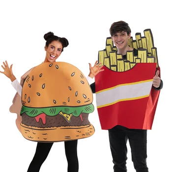 Reneecho Odraslih Cheeseburger In Francoski Krompirček Kostum Ženske Burger Cosplay Smešno Pari Hrane Kostum Zahvalni Dan Purim