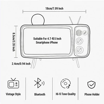 Retro Prenosni Brezžični Bluetooth Zvočnik Domov TV, Mobilni Telefon Nosilec BT Zvočnik Zvočne Držalo, Stojalo Za iPhone 11 Xiaomi Huawei