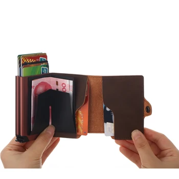 RFID Dvojno Stranicami za Kartico sim Denarnice RFID Mini Varnost Pop Up Kreditno Kartico Primeru za Moške