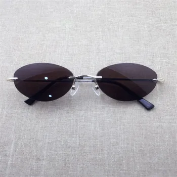 Rimless Stekla, sončna Očala Moških Ovalne sončna Očala za Človeka Prevelik Rjava Letnik Steampunk Retro Očala Proti Oči, Suho