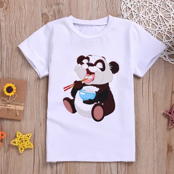 Risanka Dekleta T Shirt Smešno Panda Tiskanje Fantje Tshirts Kawaii Otroci Majica Kratek Rokav Design Poletje Modi Bela Oblačila Za Prosti Čas