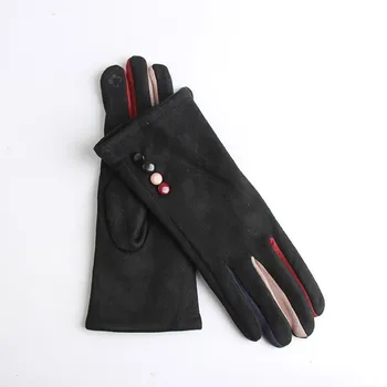 Rokavice ženske zimske zadebelitev toplino jahanje na prostem multi-funkcijo zaslona na dotik usnje, žamet ženske rokavice