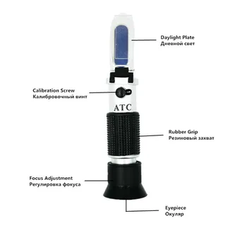 Ročni Brix Refraktometer 0-90% Vsebnostjo Sladkorja sok tekočine Tester z ATC Merilno Orodje Omako Meter za med 10%popusta