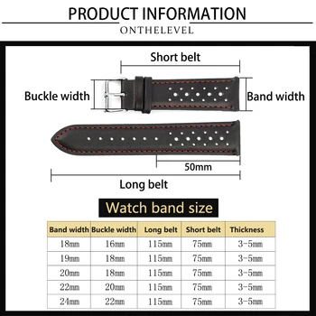Ročno Watch Trak 18 mm 19 mm, 20 mm, 22 mm Usnjeni Trak Črna Rjava Modra Dihanje Porozne Watchbands # C