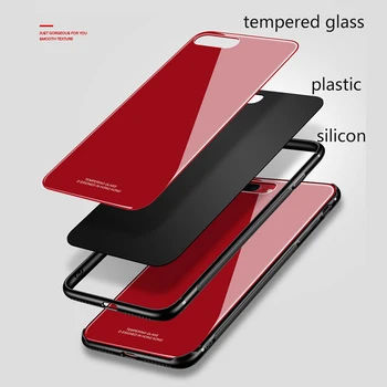 RZP Kaljeno Steklo Ohišje za iPhone X 8 7 Trdi Hrbtni Pokrovček Primeru za Apple iPhone 7 8 Plus 10 X Mehko TPU Silikonski Odbijač