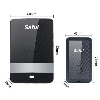 Saful Self-powered Nepremočljiva Brezžični Zvonec ni baterija hot prodaja 2 Prostem Pritisni Gumb +2 v Zaprtih prostorih Zvonec Sprejemnik vroče prodaje