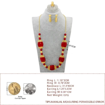 SAMO OBČUTEK, Zlata Barva Indija Stil Nakit Set Krog Big Umetno marmorju Dolgo Ogrlico Vintage Nakit(Ogrlico, Uhane,Prstan)