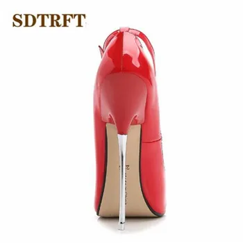SDTRFT Plus:35-44 let pomladi jeseni Nov modni zapatos mujer 16 cm Kovinski tankih visokih petah poročni čevlji ženska Sponke Cosplay črpalka