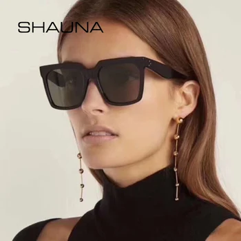 SHAUNA Oversize Kvadratnih sončna Očala Ženske Modne Nohtov Dekoracijo Gradient sončne Očala za Moške