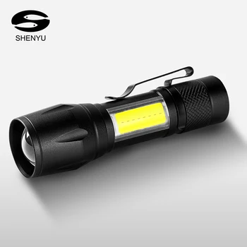 SHENYU V5 COB LED Mini Polnilna Svetilka XPE Baklo USB Direct Polnjenje 14500 Baterije Svetilke Žep Zoomable Posnetek Penlight