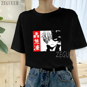 Shoto Todoroki Moj Junak Univerzami Ženske Majice Priložnostne Harajuku Black Vrhovi Gothic T Shirt Japonski Anime Tshirt Ženske Oblačila