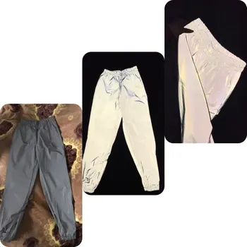 Siva punk hlač ženske joggers elastične hlače sweatpants ženske reflektivni hlače ženske neon capris Jeseni leta 2019