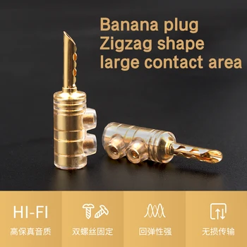 SIVA VITEZ 8pcs čistega bakra, pozlačen 3u resnično zlata luč, tip solderless banana vtič zvočniški kabel priključite avdio kabel banana vtič
