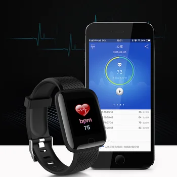 Smartwatch 116 Plus Smart Šport Gledam Fitnes Zapestnica Pedometer Srčni utrip Informationg Opomnik, Nepremočljiva, za vse telefon
