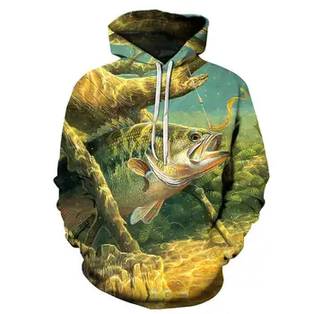 Smešno tropske ribe, trenirke za ribiča ribištvo moški ženske long sleeve hooded puloverji jopice Ulične Hip Hopjackets