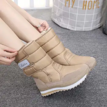 Sneg škornji ženske čevlje 2021 kavljem & zanke mid-tele zimski čevlji dame čevlji krog toe toplo plišastih čevlji ženska zapatos de mujer