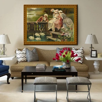 Sodišče številke oljna slika, natisnjena na platno klasični portret swan krajine platno, saj slikarstvo doma dekoracijo sliko