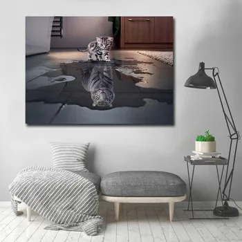 Sodobna Mačka in Tiger Plakatov in Fotografij Wall Art Platno Slikarstvo Nordijska Sliko Dekoracijo Doma za dnevno Sobo Dekorativni