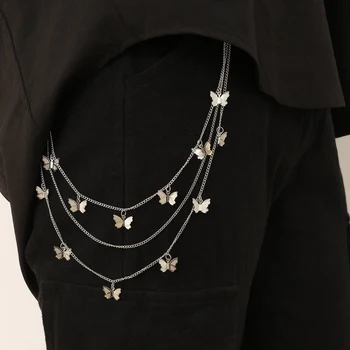 Sopihanje verige pasu pasovi za ženske metulj ključnih verige pasu kavbojke pribor tassel srebrni kovinski moda ketting riem 2020 cinto