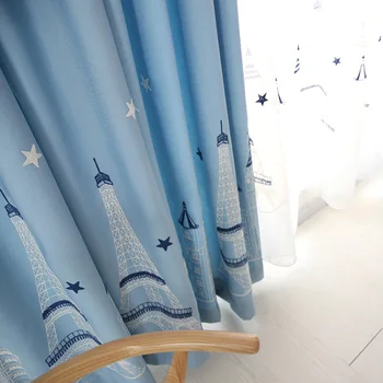 Sredozemlje sodobni korejski Risanka modra grad zvezde Vezene zavese čiste tila za Otroški sobi, spalnici in fant dekle