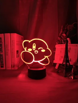 Srčkan Kirby Otroška Nočna Lučka Led Touch Senzor Barva Spreminja, Nočna Darilo za Otroke Otrok Spalnica Dekorativni Usb Tabela 3d Lučka