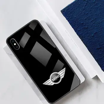 Srčkan Mini Avto cooper Primeru Telefon Za IPhone 12 Primeru, Kaljeno Steklo Jasno Primerih Za Apple iPhone 11 XR 7 8 Plus X XS Max