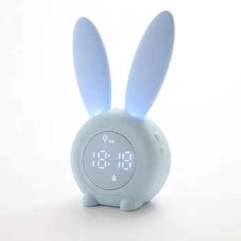 Srčkan Zajec-oblikovan Digitalni Alarm Ura Z LED Zvok Noč Luč Funkcijo Touch Kontrole In 2000mAh Polnilna Budilka