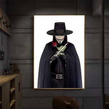 Stenski Dekor Letnik V kot Vendetta Filmski Plakat, Črni in Beli Retro Platno Slikarstvo Cafe Bar Stenske Slike za dnevno Sobo