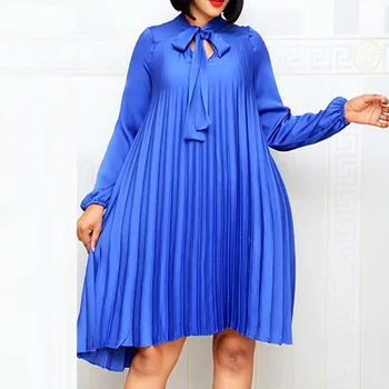 Stojalo Lok Ovratnik Naguban Ženska Obleka 2020 Poletje Svoboden, Dolg Rokav Obleka Ženske Stranke Obleke Afriške Plus Velikost Oblačila Za Ženske