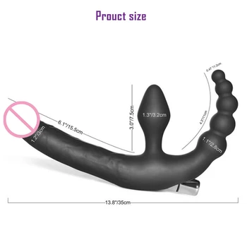 Strapon Realističen Dildo, Vibrator Analne Kroglice Butt Plug Klitoris Penis Dvojno Penetracijo, Lezbijke, Muco Massager Vibracijske Hlačke